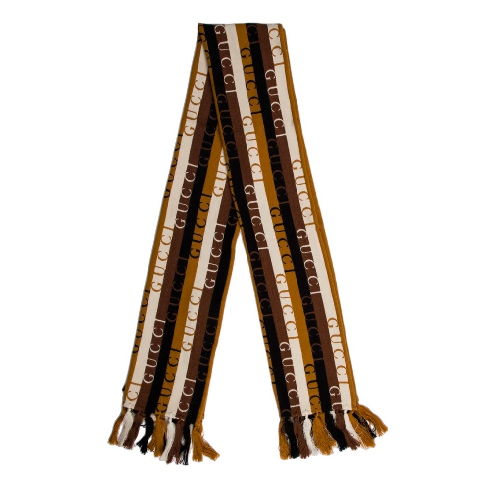 Gucci Multicolor Striped Logo Scarf
